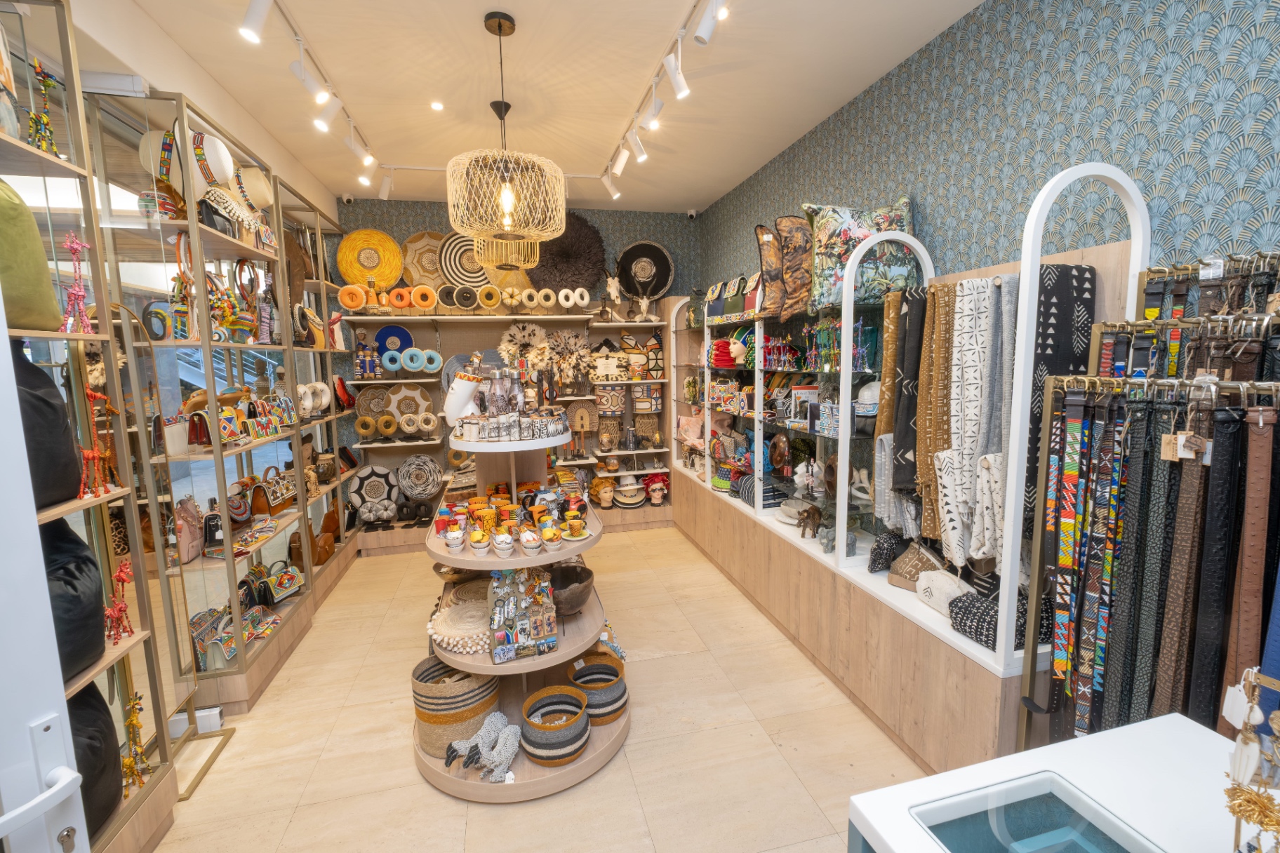 Inside the Safara African Artisan Store in Camps Bay — handcrafted baskets, beadwork, textiles and décor